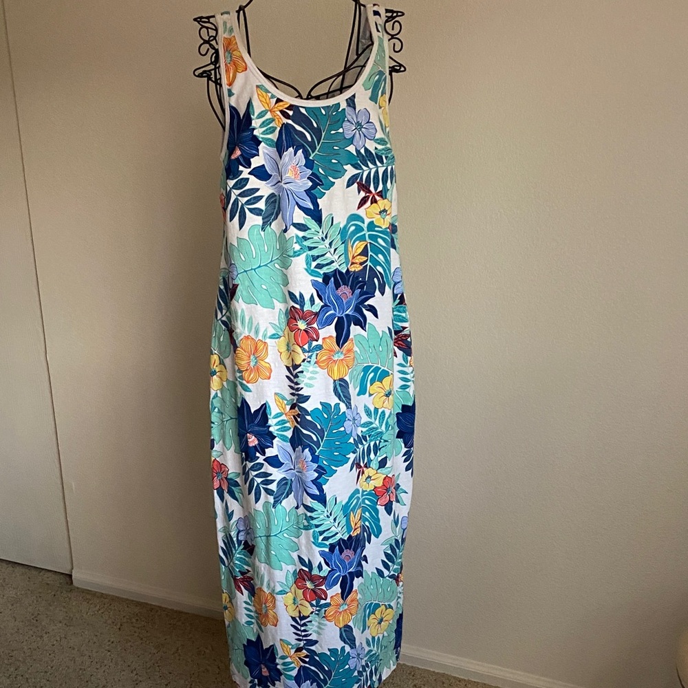 Tommy Bahama Blue and White Cotton Shift